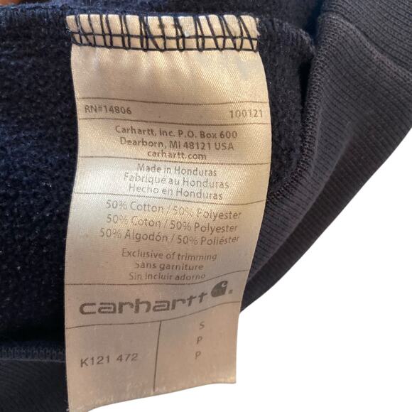 Y2K Carhartt Loose Fit Blue Distressed Thrasher Gorpcore Hoodie Size Small - Picture 9 of 15